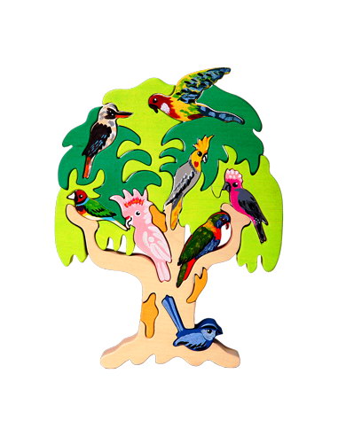 Drevené puzzle - Strom vtáctva - Austrália